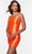 Alyce Paris 4520 - Asymmetric Satin Fitted Cocktail Dress In Orange