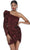 Alyce Paris 4539 - One Shoulder Puff Sleeve Cocktail Dress Special Occasion Dress 000 / Burgundy