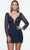 Alyce Paris 4591 - Long Sleeve Mesh Cocktail Dress Special Occasion Dress 000 / Midnight