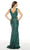 Alyce Paris - 60816 V-Neck Cutout Geometric Sequin Evening Gown - 1 pc Pine In Size 2 Available CCSALE 2 / Pine