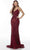 Alyce Paris 61129 - Embellished Sleeveless V-neck Long Dress Special Occasion Dress 000 / Wine