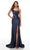 Alyce Paris - 61167 Cowl Neck Satin Long Gown Prom Dresses 000 / Midnight