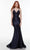 Alyce Paris - 61168 Knot Style Metallic Evening Gown Prom Dresses 000 / Midnight