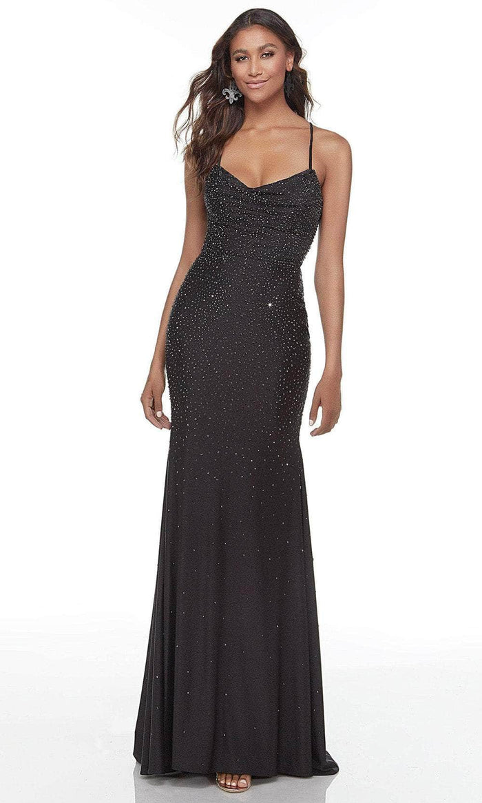 Alyce Paris 61189 - Strappy Back Formal Dress Special Occasion Dress 000 / Black-Gunmetal