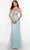 Alyce Paris 61408 - V-Neck Feather Sheath Prom Gown Prom Dresses 000 / Light Blue