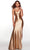 Alyce Paris 61435 - Deep V-Neck Satin Prom Gown Special Occasion Dress 000 / Gold