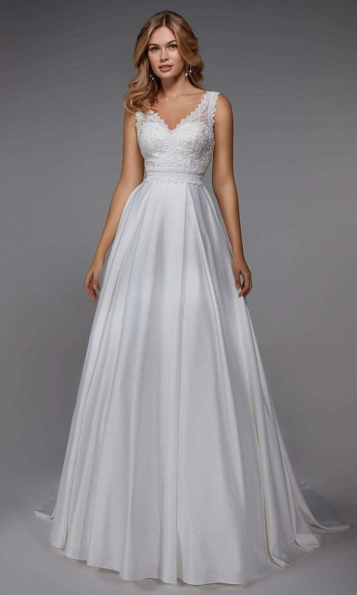 Alyce Paris - 7035 Voluminous Satin Bridal Gown Wedding Dresses 00 / Diamond White