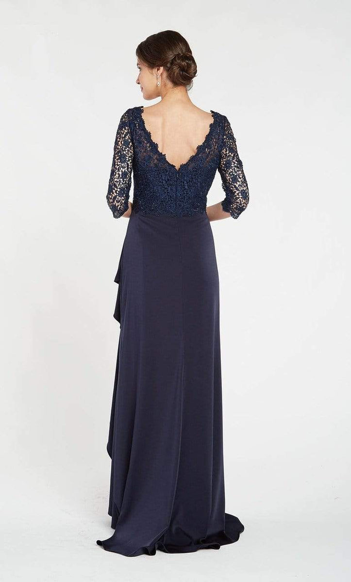 Alyce Paris - Beaded Lace V Neck Quarter Sleeve Wrap Gown 27242 ...