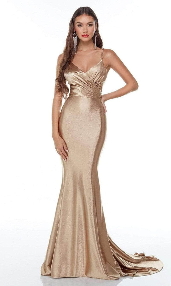 Alyce Paris - Metallic Strappy Evening Dress 61170 - 1 pc Gold In Size 12 Available CCSALE 12 / Gold