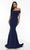 Alyce Paris - Off Shoulder Jersey Mermaid Evening Gown 60294 - 2 pcs Navy in Size 4 and 10 and 1 pc Black in Size 8 Available CCSALE 10 / Navy