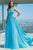 Alyce Paris Ruched V-neck A-line Dress in Turquoise Nude 2459 CCSALE 4 / Turquoise Nude