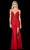 Amarra - 20042 Illusion Plunging Neck Fitted Gown With Slit Evening Dresses 0 / Red