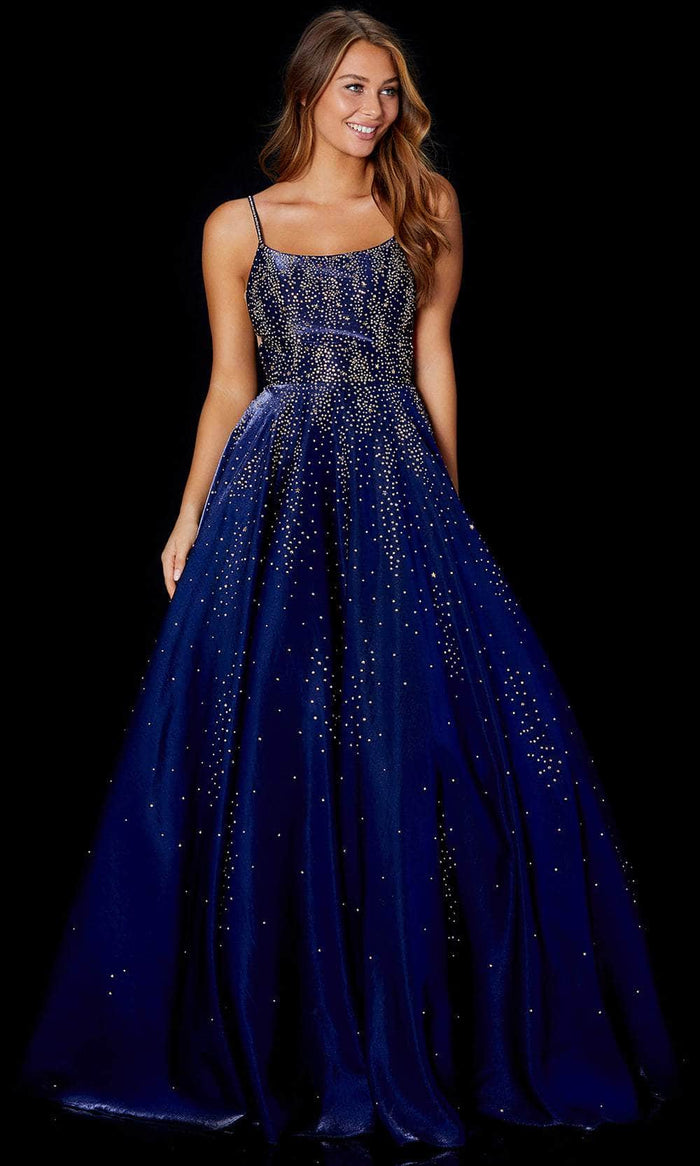 Amarra 87292 - Rhinestone Embellished Sleeveless Prom Gown Special Occasion Dress 00 / Navy