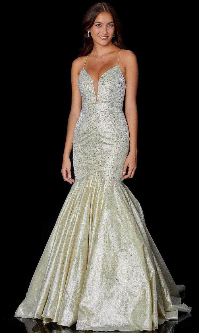 Amarra 87318 - Sleeveless Plunging V-neck Formal Dress Special Occasion Dress 00 / Gold