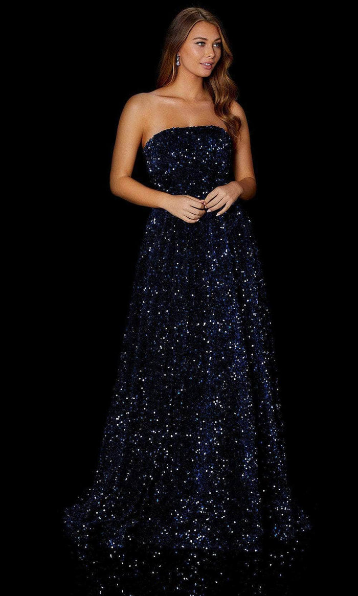 Amarra 87409 - Strapless Straight Across Prom Dress Prom Dresses 00 / Navy