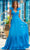 Amarra 88608 - Ruffled Shoulder V-Neck Prom Gown Special Occasion Dress 00 / Peacock