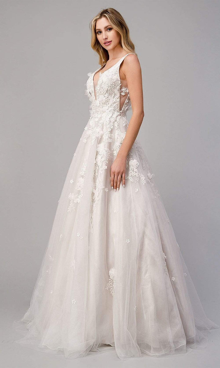 Andrea and Leo - A1028W Floral Accented A-line Wedding Dress – Couture ...