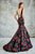 Angela & Alison Floral Print V-Neck Cutout Illusion Long Evening Gown 771030 CCSALE 4 / Black / Floral