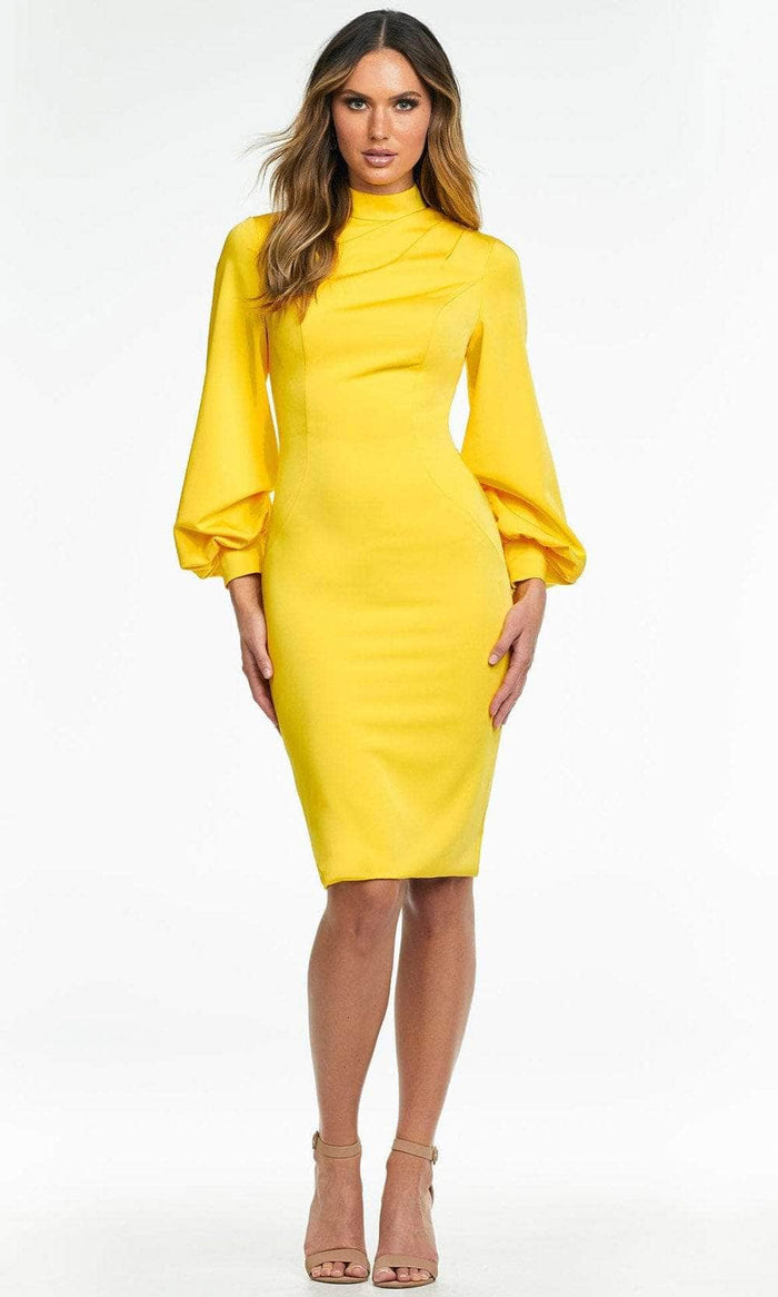 Ashley Lauren - Bishop Sleeve Sheath Cocktail Dress 4487 - 1 pc Yellow in Size 10 Available CCSALE