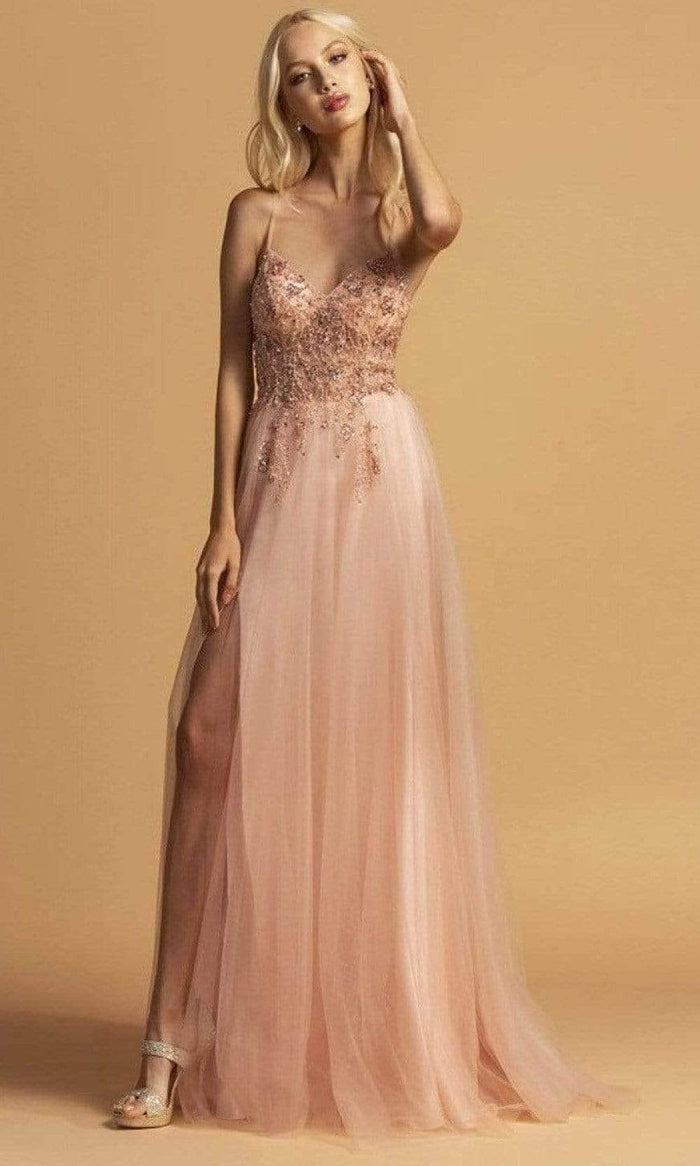 Aspeed Design - Embellished Lace A-Line Prom Dress L2227 - 1 pc Blush In Size XXS Available CCSALE XXS / Blush