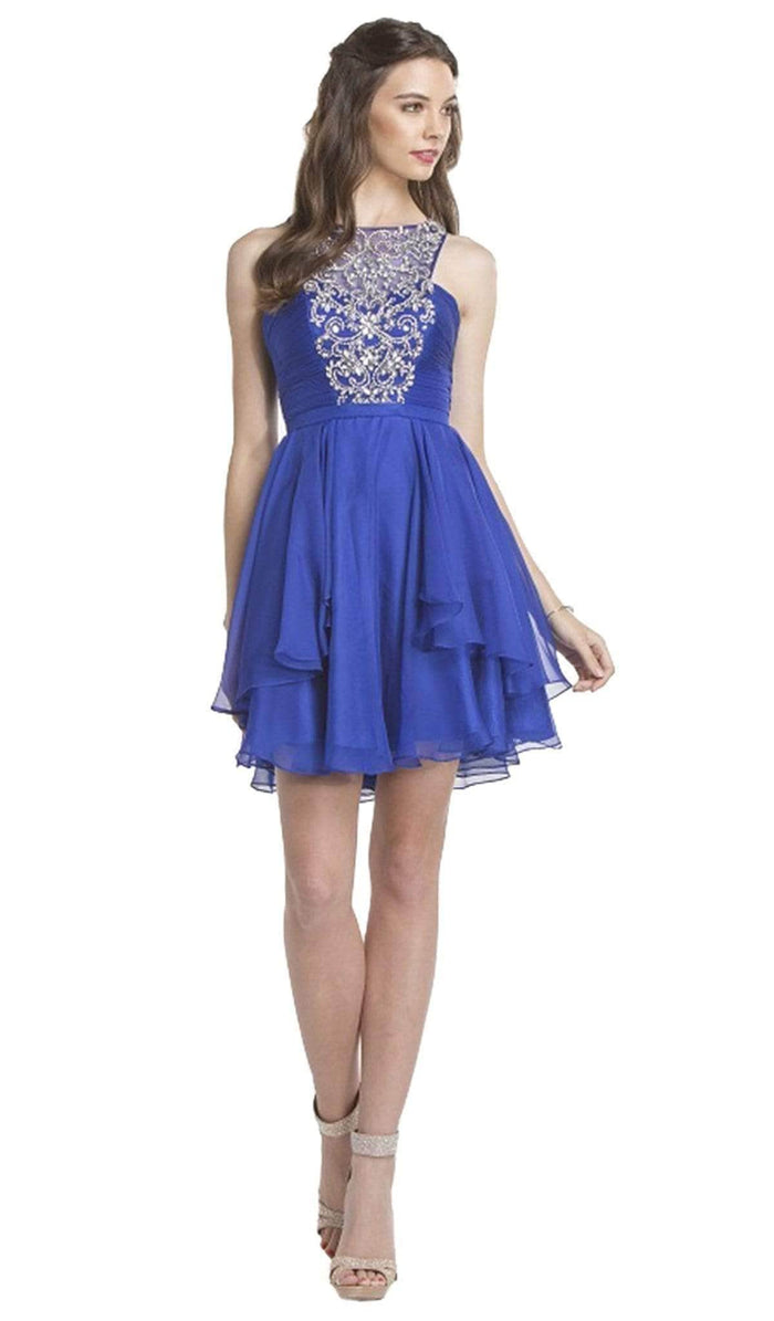 Aspeed Design - Halter Style Homecoming A-line Dress S1522 - 1 pc Royal In Size XS Available CCSALE XS / Royal