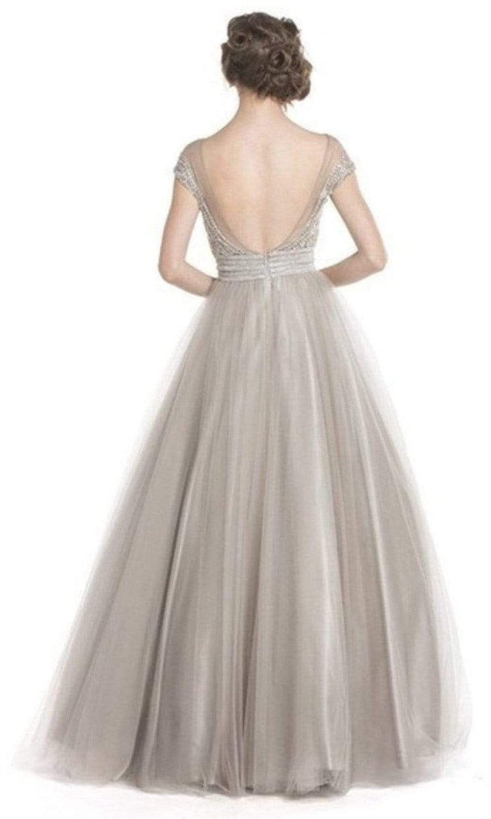 Aspeed Design - L1513 Cap Sleeve Bejeweled Long Dress Prom Dresses XXS / Champagne