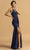 Aspeed Design - L2026 Beaded Halter High Slit Dress Evening Dresses XXS / Navy