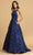 Aspeed Design - L2208 Appliqued Jacquard A-Line Dress Prom Dresses XXS / Perry Blue