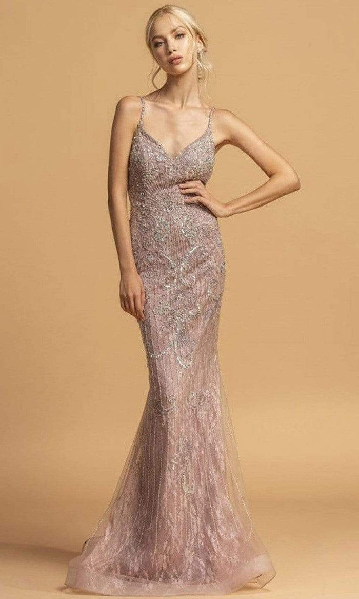 Aspeed Design - L2230 Appliques A-Line Evening Dress Evening Dresses XXS / Mauve