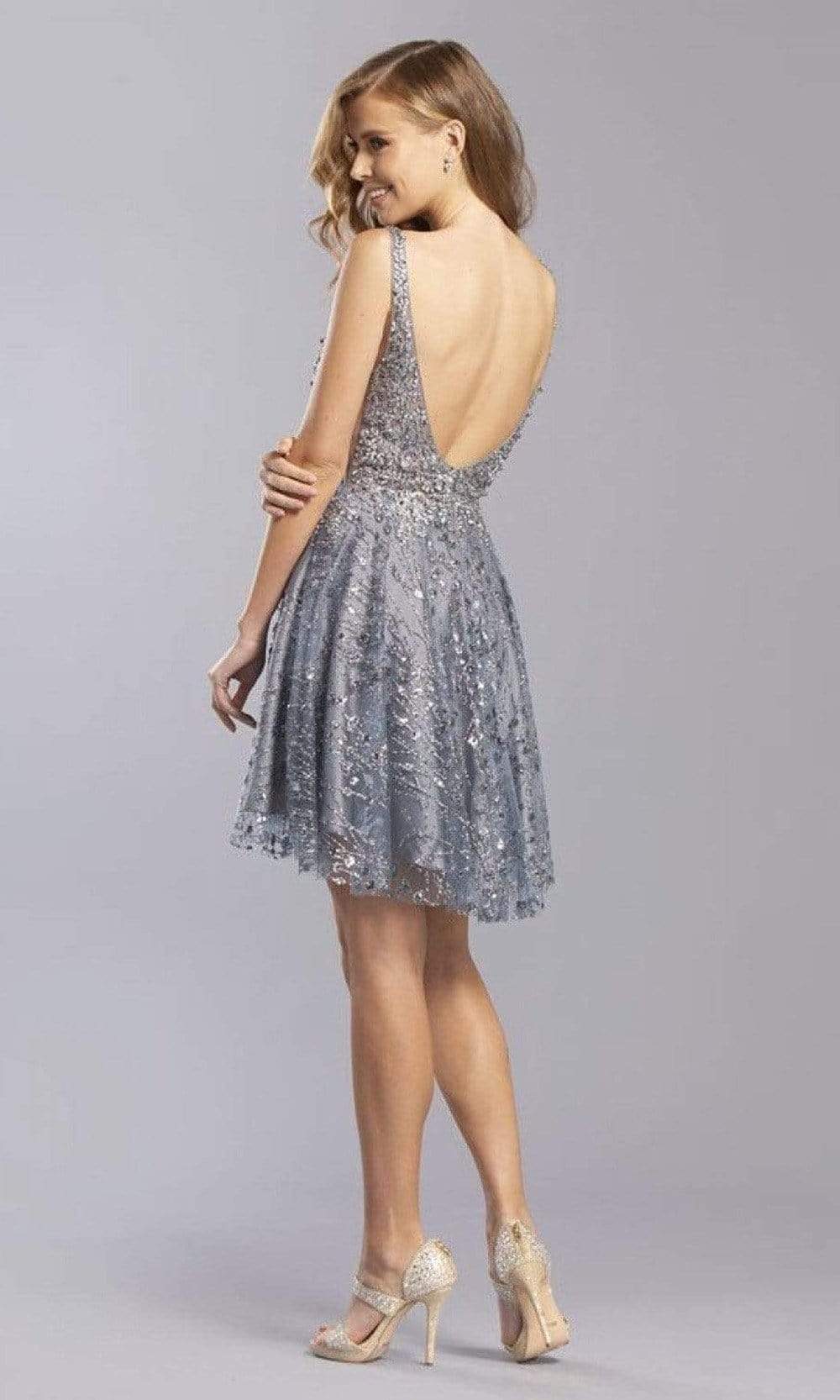 Aspeed Design - S2332 Appliqued Plunging V-Neck A-Line Dress – Couture ...