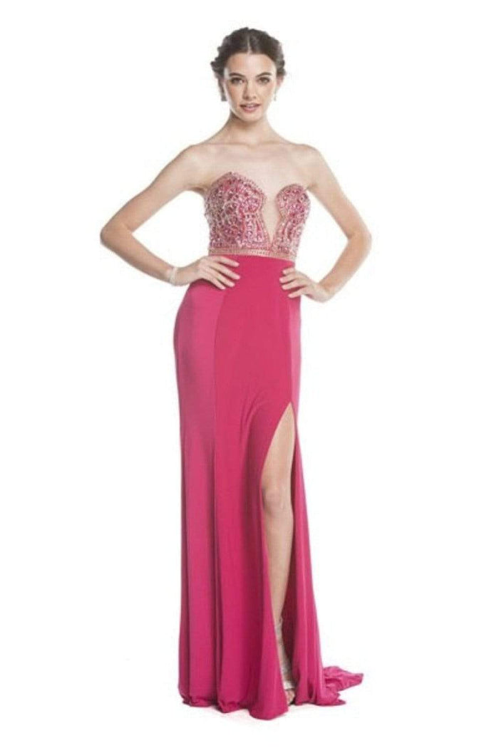 Bedazzled Deep Sweetheart Sheath Prom Dress Prom Dresses XXS / Magenta