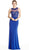 Bedazzled Jewel Neck Sheath Evening Dress Dress XXS / Royal