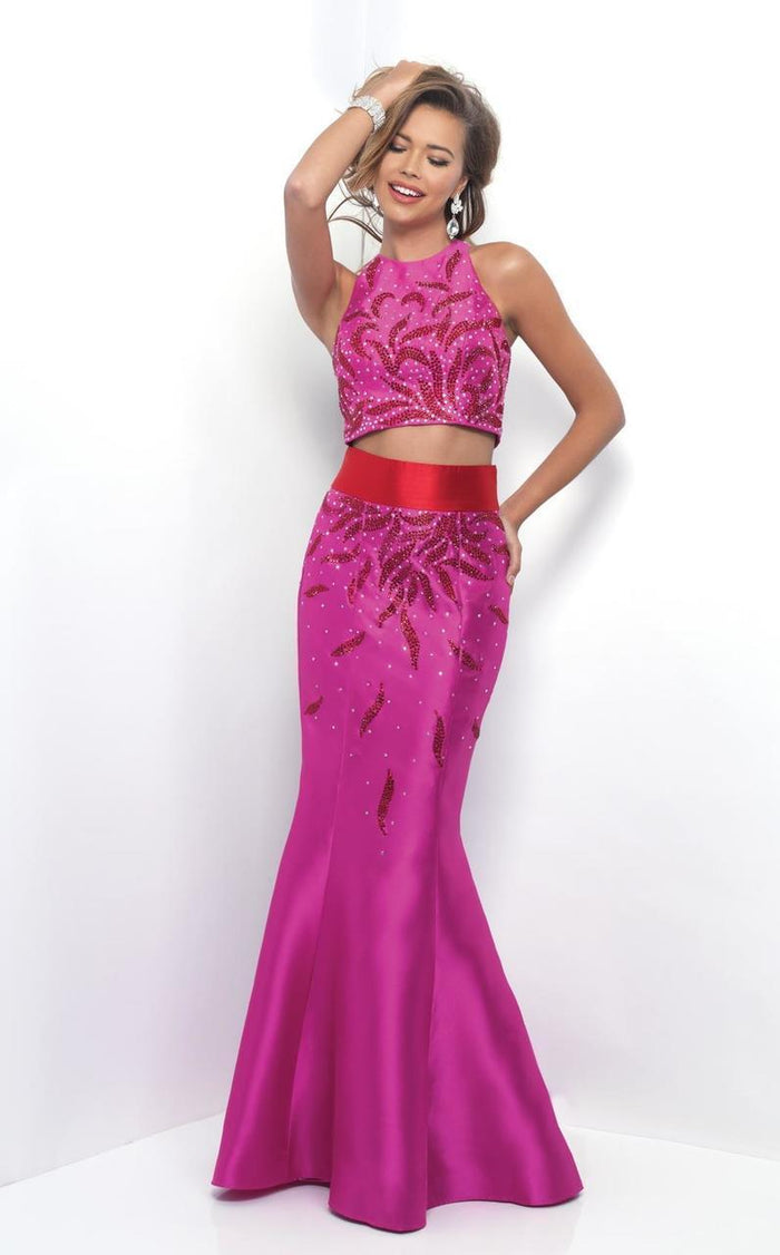 Blush by Alexia Designs - 11319 Jewel Toned Jewel Mikado Trumpet Gown Special Occasion Dress 0 / Hot Pink/Valentine