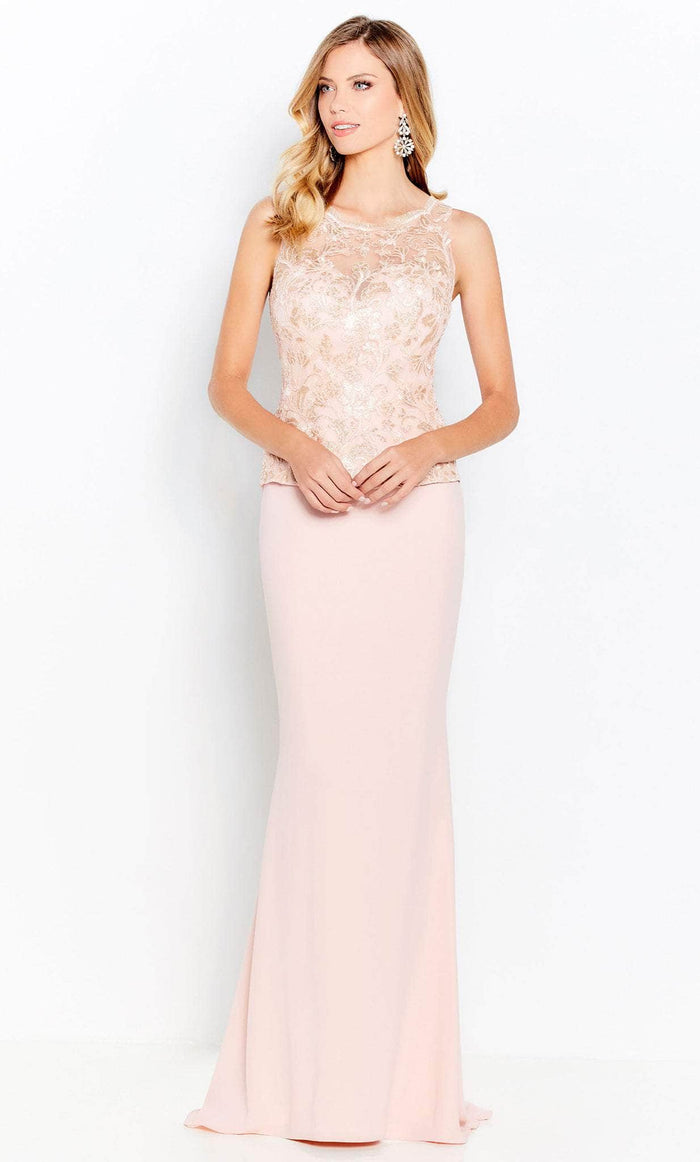 Cameron Blake 120606 - Illusion Bateau Sheath Formal Gown Formal Gowns 4 / Blush/Gold