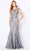 Cameron Blake - 221685 Foliage Motif Sheath Evening Dress Mother of the Bride Dresses 4 / Slate