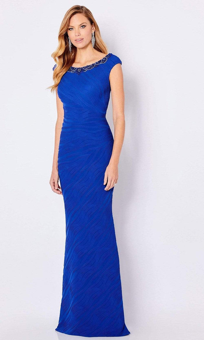 Cameron Blake - 221695 Bateau Neck Sheath Evening Dress Mother of the Bride Dresses 4 / Royal Blue