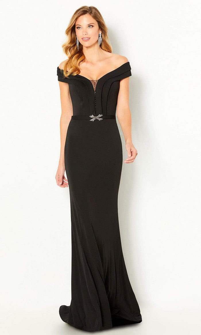 Cameron Blake by Mon Cheri - 220636 Tier-Ornate Off Shoulder Dress Evening Dresses 4 / Black