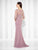 Cameron Blake by Mon Cheri - Quarter Sleeve Scalloped Lace Evening Gown 117617 - 1 pc Dark Aqua in Size 14 and 1 pc Pink Topaz in Size 18 Available CCSALE