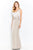 Cameron Blake - Deep V-Neck Satin Evening Dress 120611 - 1 pc Champ/Latte In Size 10 Available CCSALE 10 / Champ/Latte