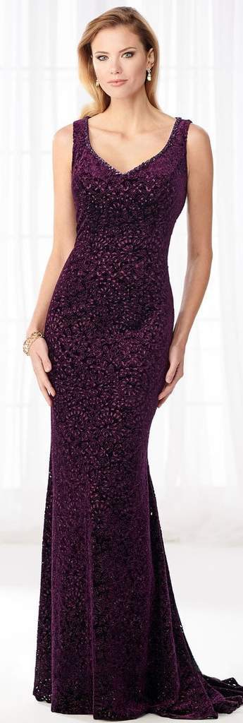 Cameron Blake - Sleeveless V Neck Sheath Evening Dress 218602 - 1 pc Amethyst In Size 8 Available CCSALE 8 / Amethyst