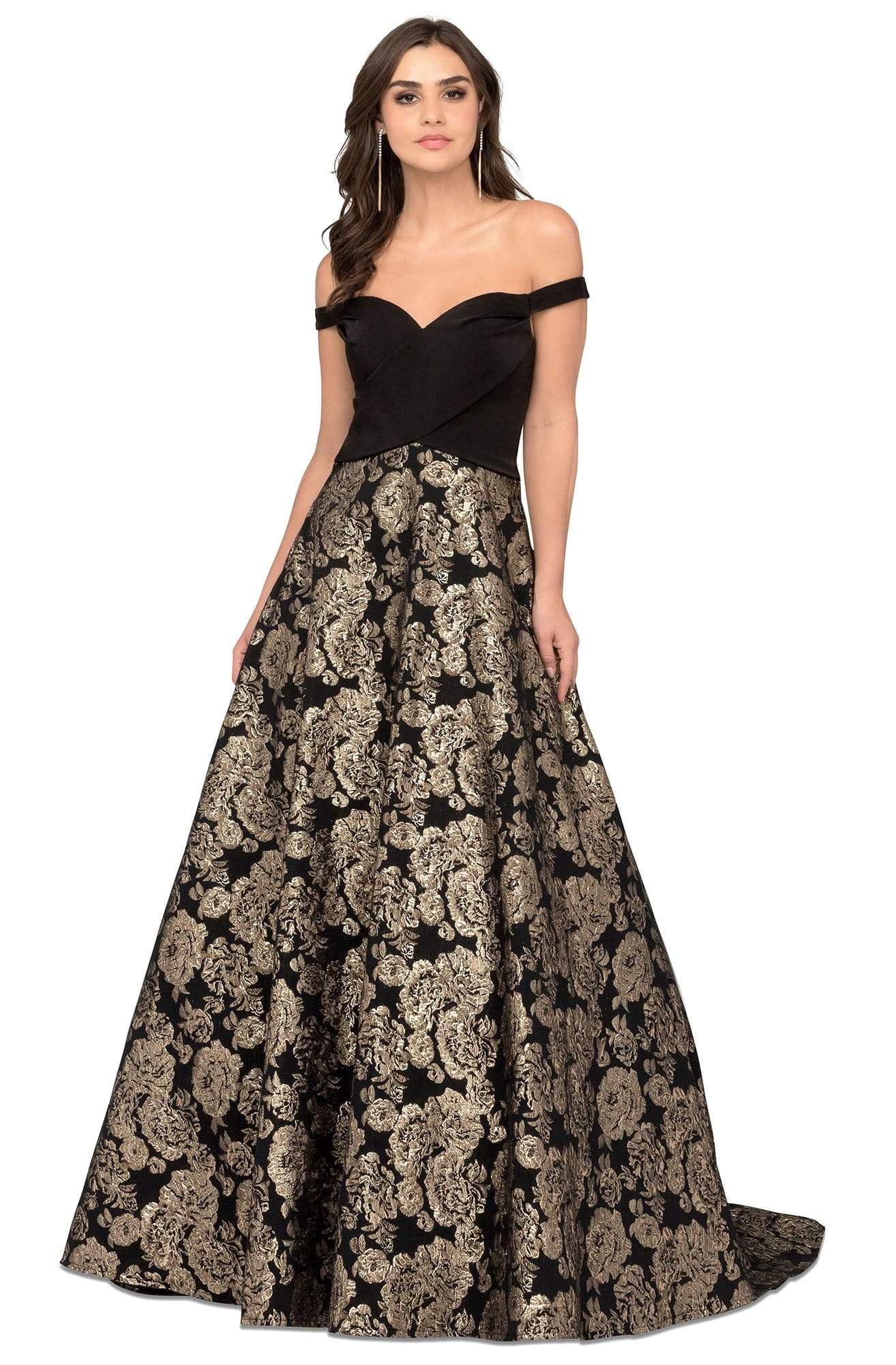 Cecilia Couture - 1483 Off-Shoulder Printed Ballgown With Train ...