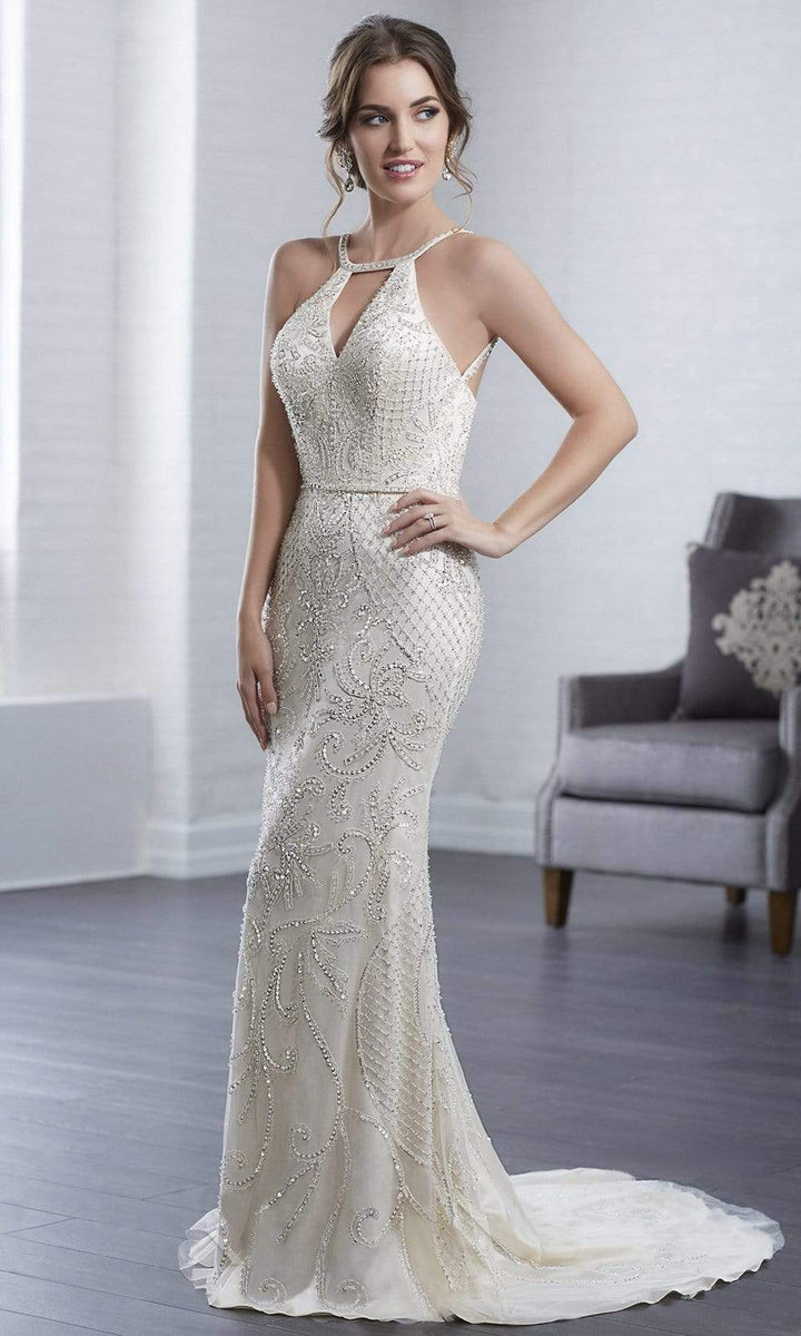 Christina Wu Elegance - 15646 Halter Fully Beaded Tulle Bridal Dress ...
