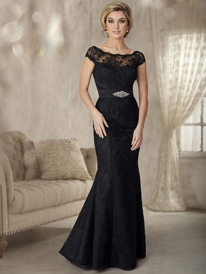 Christina Wu Elegance - Cap Sleeve Lace Illusion Bateau Trumpet Dress 20228 - 1 pc Black In Size 10 Available CCSALE 10 / Black