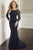 Christina Wu Elegance - Ornate Illusion Long Sleeve Trumpet Gown - 1 pc Charcoal In Size 18 Available CCSALE 18 / Charcoal