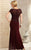 Christina Wu Elegance Short Sleeve Jeweled Lace Peplum Sheath Gown - 1 pc Wine In Size 12 Available CCSALE