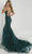 Christina Wu Prom Exclusive - 46264 V-Neck Lace Trumpet Gown Special Occasion Dress 0 / Hunter Green