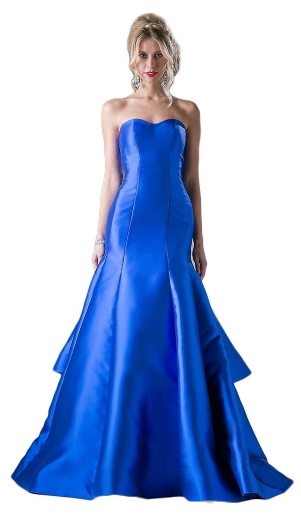 Cinderella Divine - 13355 Strapless Sweetheart Bodice Layered Trumpet Dress - 1 pc Royal In Size 14 Available CCSALE 14 / Royal