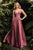 Cinderella Divine 7485 - Ruched V-Neck Evening Gown Evening Dresses 2 / Mauve Rose