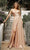 Cinderella Divine 7485 - Ruched V-Neck Evening Gown Evening Dresses 2 / Nude