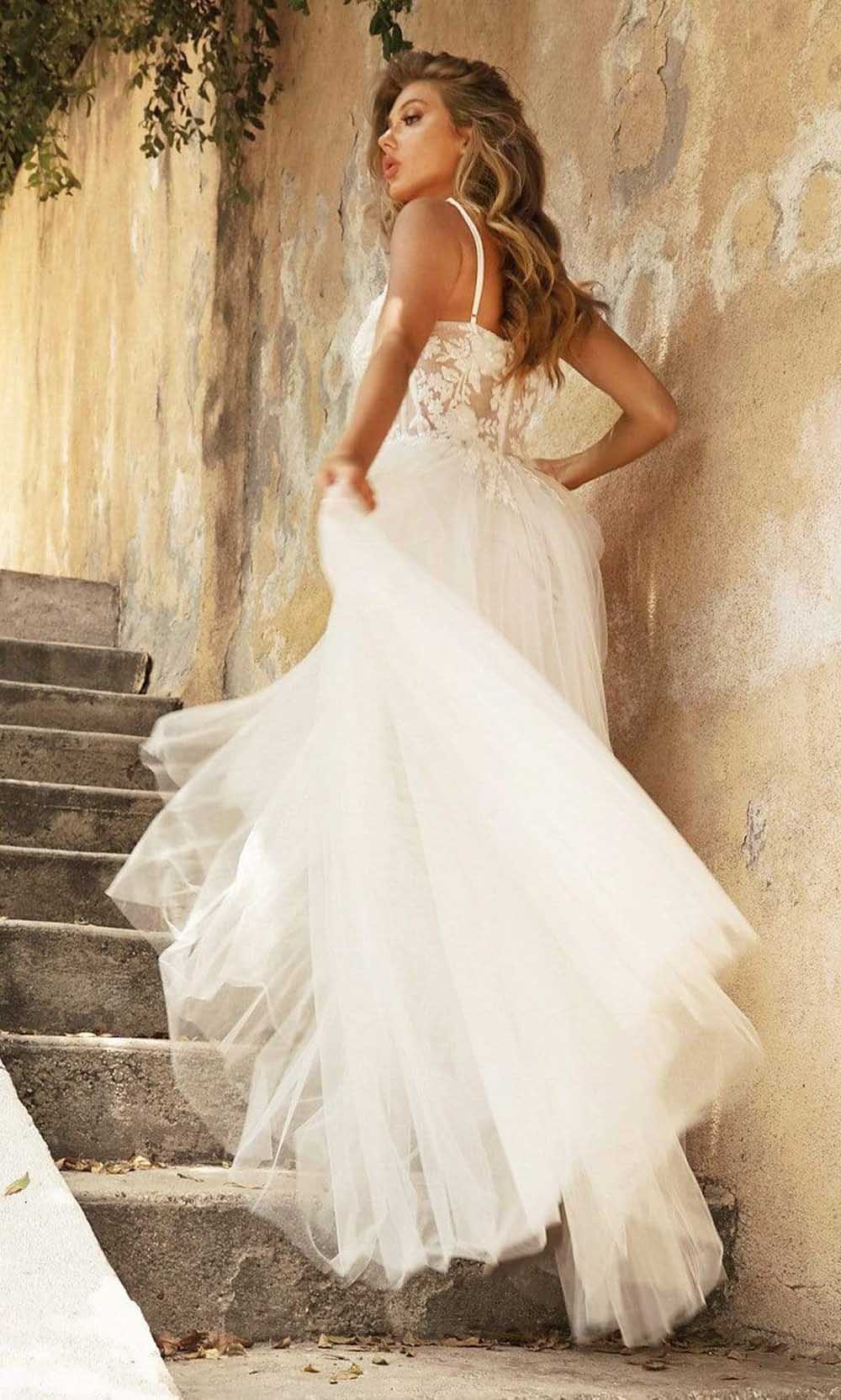 Cinderella Divine White & Silver Sequin Stripe A-Line Bridal Gown